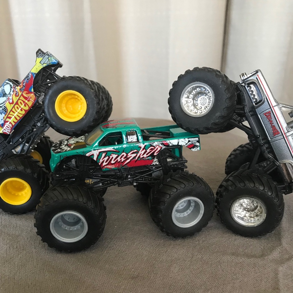 Set of six Monster truck matchbox cars